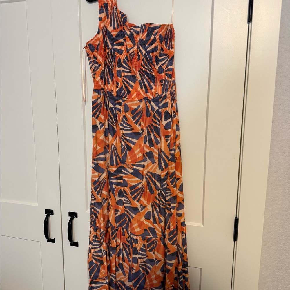 Nine West One-Shoulder Dress in Orange and Blue